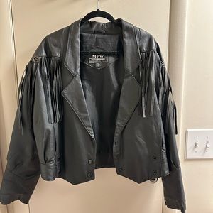 VINTAGE 80s fringe leather jacket